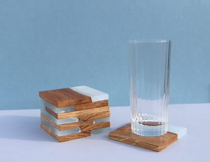 sous-verres chene résine effet glace